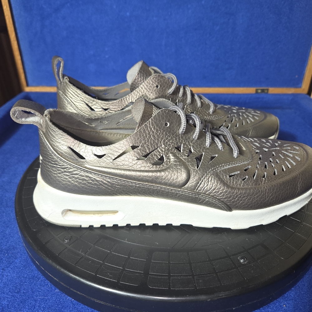 Nike Women's Air Max Thea Joli Metallic Pewter Leather Sneakers, Sz. 7.5, 38.5